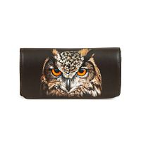 Кошелек из натуральной кожи ручной работы с рисунком "Филин" — женский кожаный кошелек-портмоне ручной работы с рисунком