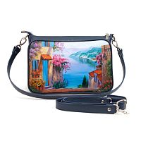 Прямоугольная сумка через плечо с рисунком ручной работы на заказ «У моря» — кросс боди с росписью и вышивкой на заказ