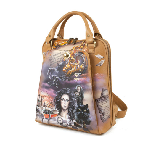 Авторский рюкзак из кожи с рисунком "Мастер и Маргарита" фото фото 2