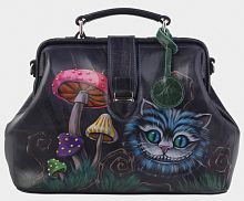 Женская сумка-саквояж из кожи "Чешир с грибами" фото