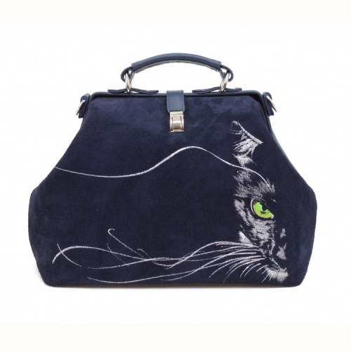 Замшевая сумка с вышивкой кошки "Вибрисы" фото