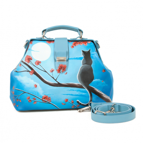 Женская сумка формы саквояж "Лунная кошка" фото фото 2
