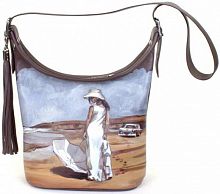 Кожаная сумка хобо “На берегу моря”, сумка мешок - фото