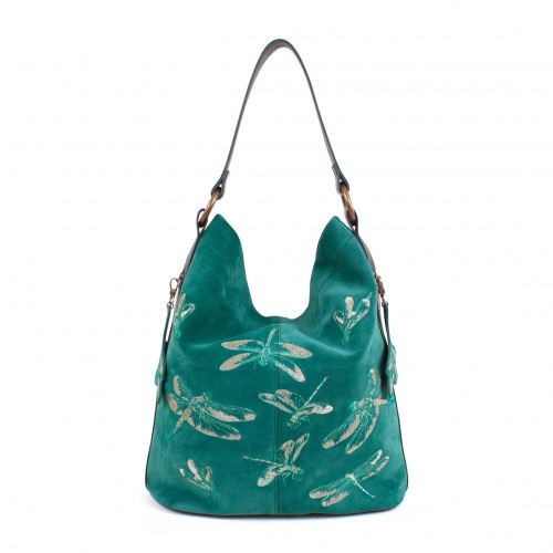 Женская сумка мешок из натуральной кожи "Стрекозы" фото фото 4