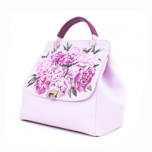 Женская сумка портфель с росписью "Ароматные пионы" фото фото 2