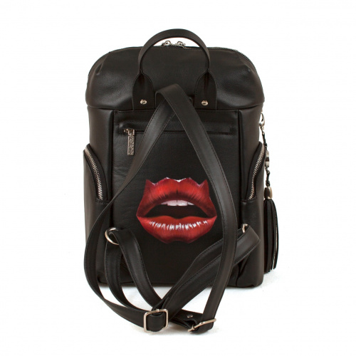 Женский кожаный рюкзак с росписью "Дама" фото фото 2
