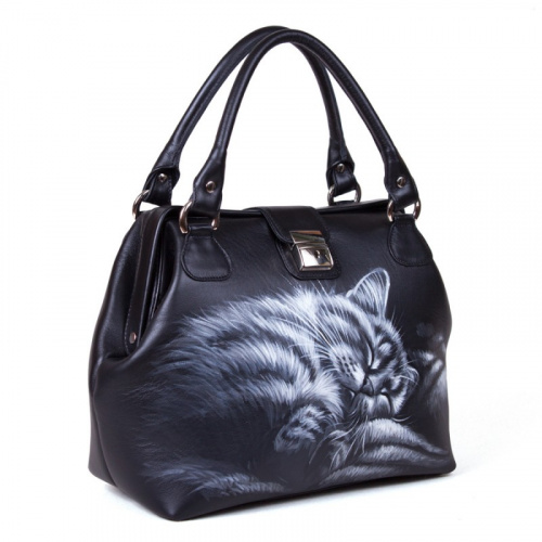 Женская сумка-саквояж с рисунком кошечки "Спящий котик" фото фото 2