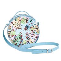 Круглая сумка с росписью "Городок" с рисунком, принтом, росписью фото