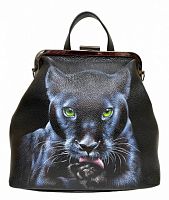 Женский рюкзак сумка с фермуаром и росписью "Черная пантера" фото
