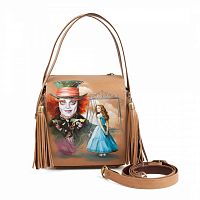 Женская сумка с квадратным дном "Зазеркалье" с росписью, принтом - фото | Квадратные сумки с росписью, принтом - фото