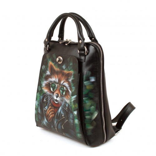 Авторская сумка-рюкзак с рисунком "Лис в очках" фото фото 3