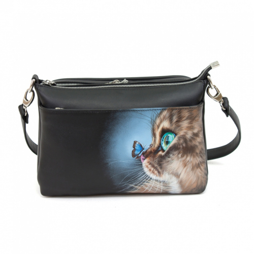 Женская сумка с рисунком "Котик с бабочкой" фото