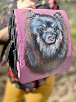 Женский кожаный рюкзак с портретом собаки "Мой любимый шпиц" - фото