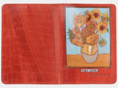 Именная обложка на паспорт "Подсолнухи в вазе" фото фото 2