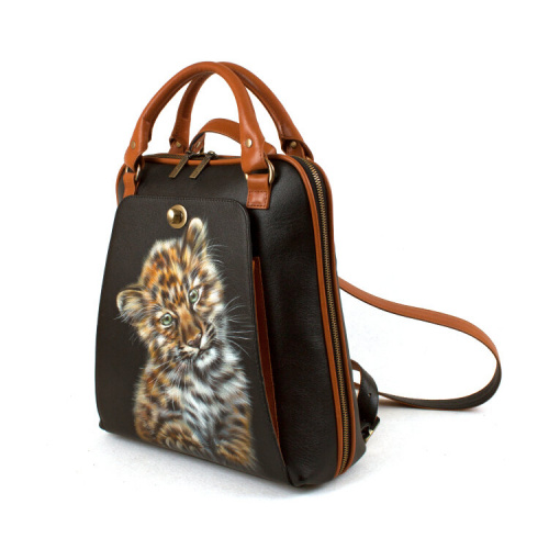 Рюкзак из натуральной кожи с росписью "Леопардик" фото фото 5