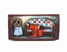 Портмоне на клапане с росписью "Девушка на диване" с рисунком, росписью, принтом - фото