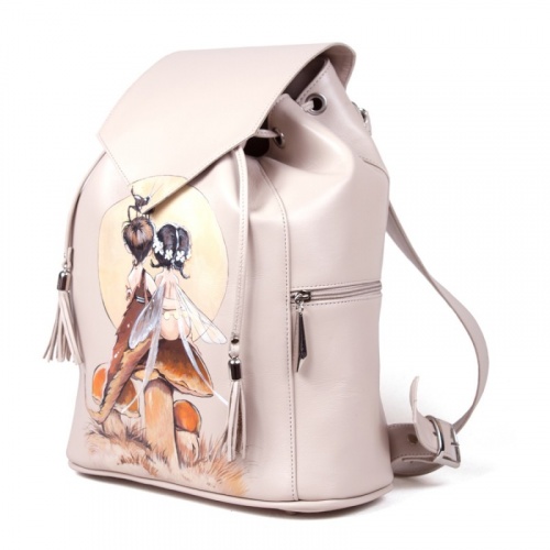 Женский кожаный рюкзак с ручной росписью "Феечки" фото фото 2