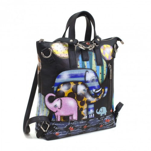 Кожаная сумка-рюкзак с рисунком "Парочка котов" фото фото 3