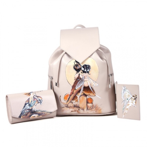 Комплект из рюкзака, кошелька и обложки для паспорта "Феечки" фото