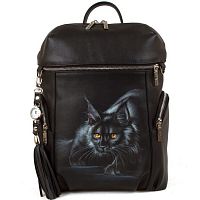 Вместительный женский рюкзак "Ночная тень" с рисунком, росписью, принтом - фото