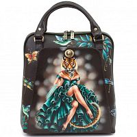 Женская сумка-рюкзак с двумя ручками "Леди Тигрица" с росписью, принтом - фото