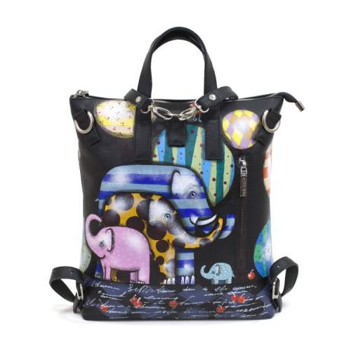 Кожаная сумка-рюкзак с рисунком "Парочка котов" фото фото 4