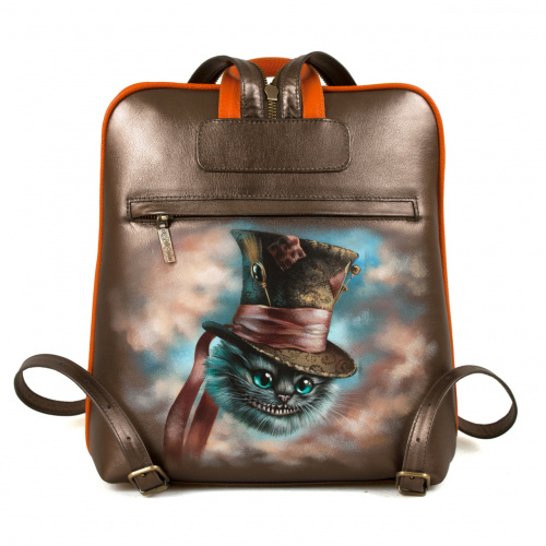 Женская сумка-рюкзак с росписью по коже "Королева карт" фото фото 3