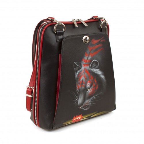 Кожаная сумка рюкзак с росписью "Амурский тигр" фото фото 4