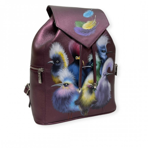 Стильный рюкзак с росписью "Птички с перьями" фото фото 3