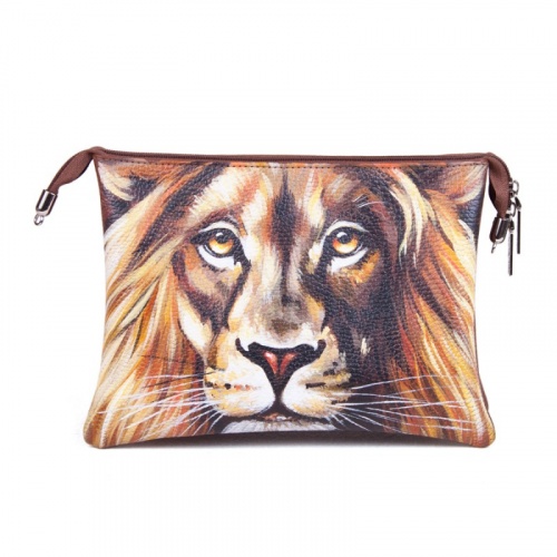 Женский клатч с рисунком льва "Мой ласковый зверь" фото