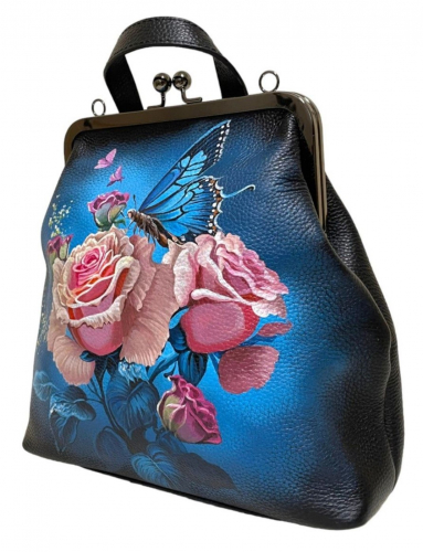Женская сумка-рюкзак на фермуаре "Розовые розы" фото фото 2