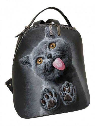 Женский рюкзак с рисунком котика "Серый дружок" фото фото 5
