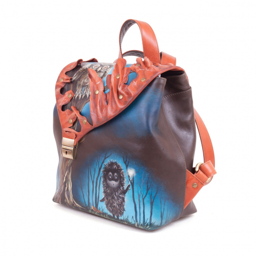 Женский рюкзак с аппликацией и росписью "Ежик в тумане" фото фото 9