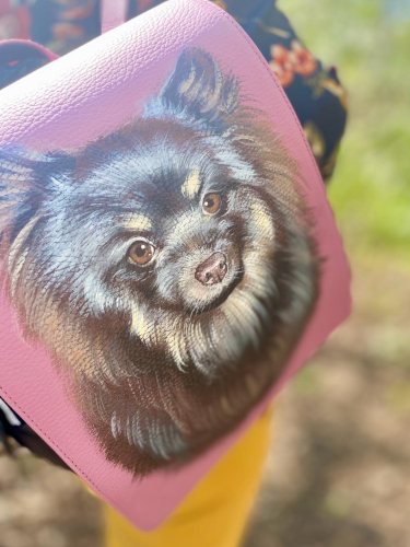 Женский кожаный рюкзак с портретом собаки "Мой любимый шпиц" - фото фото 7