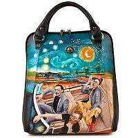 Городская сумка-рюкзак "Фрида, Дали и Ван Гог" с росписью, принтом - фото