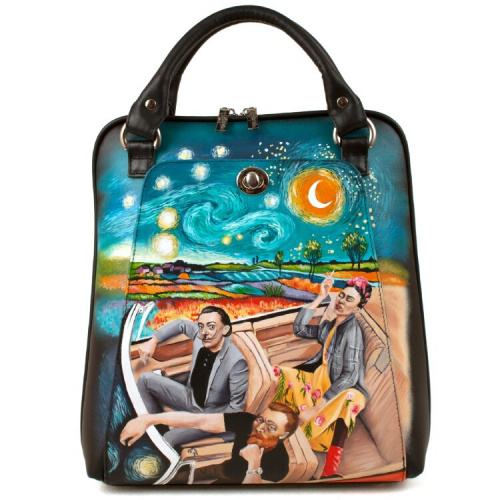 Городская сумка-рюкзак с росписью "Фрида, Дали и Ван Гог" фото