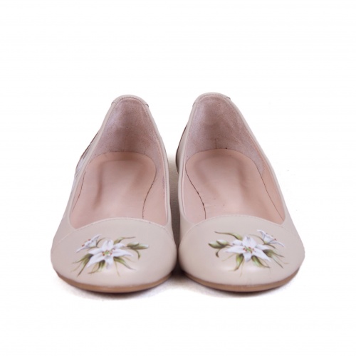Кожаные туфли-балетки "Белые цветы" фото фото 2