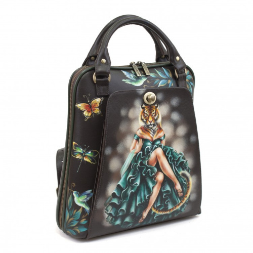 Женский рюкзак с двумя ручками с росписью "Леди Тигрица" фото фото 2