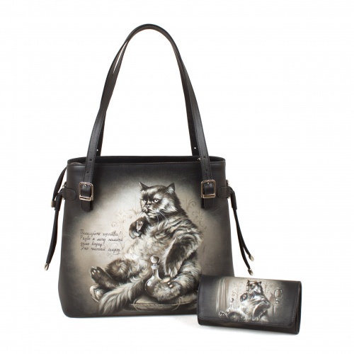 Большая сумка шоппер с рисунком "Кот Бегемот" фото шоппера фото 4