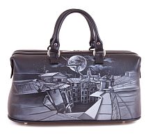 Женская сумка саквояж из кожи "Маргарита над Москвой" фото
