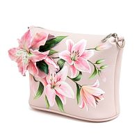 Компактная женская сумочка кросс боди с рисунком и аппликацией ручной работы на заказ "Лилия" | Купить в интернет-магазине