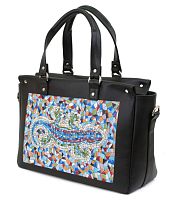 Женская вместительная сумка с ручной росписью "Черная саламандра" фото