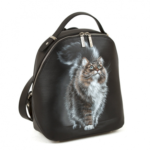 Рюкзак с рисунком котика ручной работы "Серый котик" фото фото 2