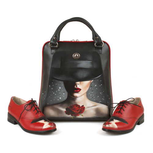 Кожаная сумка-рюкзак с росписью "Дама тайна" фото фото 2