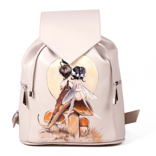 Женский кожаный рюкзак с ручной росписью "Феечки" фото фото 4