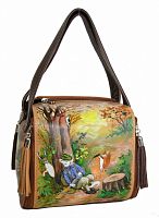 Квадратная женская сумка "Охотник" с росписью, принтом - фото | Квадратные сумки с росписью, принтом - фото