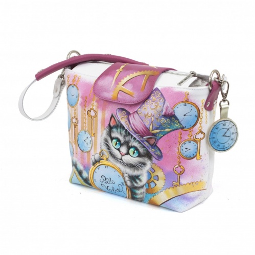 Женская сумка "Чеширский кот" с рисунками, росписью ручной работы - фото фото 3