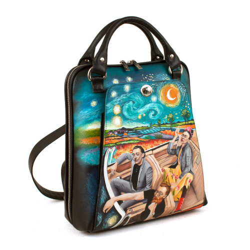 Городская сумка-рюкзак с росписью "Фрида, Дали и Ван Гог" фото фото 2
