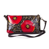 Женская сумочка клатч с росписью акрилом "Алые маки" фото