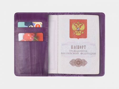 Фиолетовая обложка для паспорта "Чешир" фото фото 3